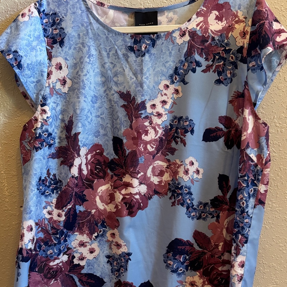 Alex Marie Blue and Purple Floral Blouse